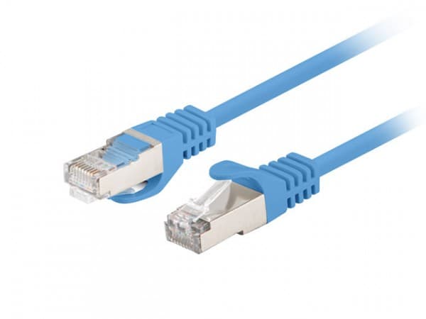 Lanberg - Patch-kabel - RJ-45 (hane) till RJ-45 (hane) - 1 m - 5.7 mm - F/UTP (ScTP) - CAT 6 - tvinnad, hakfri - blå (RAL 5012) (paket om 10)