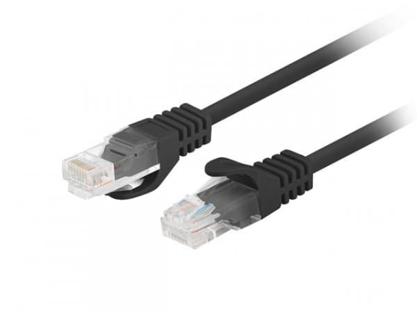 Lanberg - Patch-kabel - RJ-45 (hane) till RJ-45 (hane) - 1.5 m - 5.4 mm - UTP - CAT 6 - hakfri, formpressad, tvinnad, rund - svart, RAL 9004 (paket o