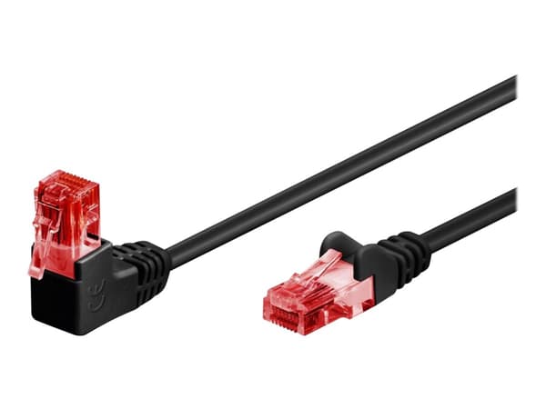 MicroConnect - Nätverkskabel - RJ-45 (hane) vinklad till RJ-45 (hane) rak - 25 cm - UTP - CAT 6 - hakfri - svart