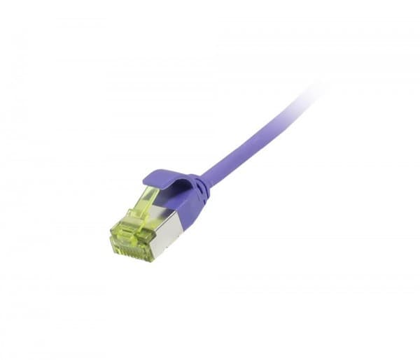Liitäntäjohto RJ45 CAT6A 500Mhz 05m violetti UFTP slimline pyöreä d38mm TPELSZHSuperflex AWG32 CAT7 raakakaapelilla Synergy 21