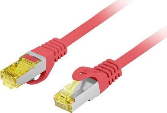 Lanberg - Koblingskabel - RJ-45 (hann) til RJ-45 (hann) - 50 cm - 6 mm - S/FTP - CAT 6a - flertrådet, uten hindringer, halogenfri - rød, RAL 3017