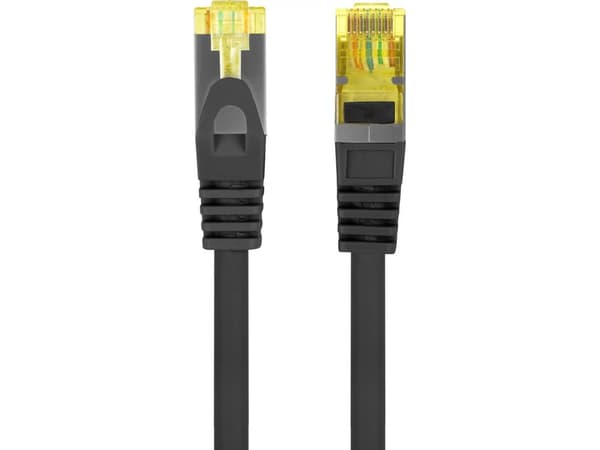 Lanberg - Patchkabel - RJ-45 (han) til RJ-45 (han) - 1,5 m - 6 mm - S/FTP - CAT 6a - halogeenifri, knastfri, strenget - sort, RAL 9004