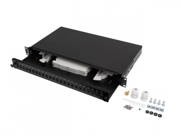 LANBERG 24XSC SIMPLEX / 24XLC DUPLEX RACK 19" 1U SVART FIBERSTILL + TILBEHØR