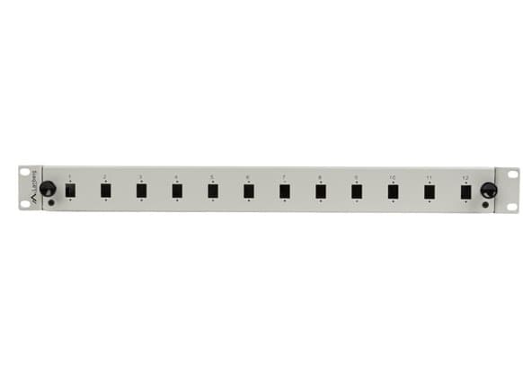 Lanberg FOP1-12SS-LDS, Patchpanel, Grå, Akrylnitrilbutadienstyren (ABS), Stål, 1U, Rektangulär, 48,3 cm (19")