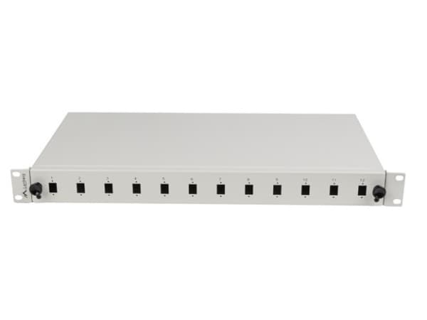 Lanberg FOP1-12SS-LDS, Patchpanel, Grå, Akrylnitrilbutadienstyren (ABS), Stål, 1U, Rektangulär, 48,3 cm (19")