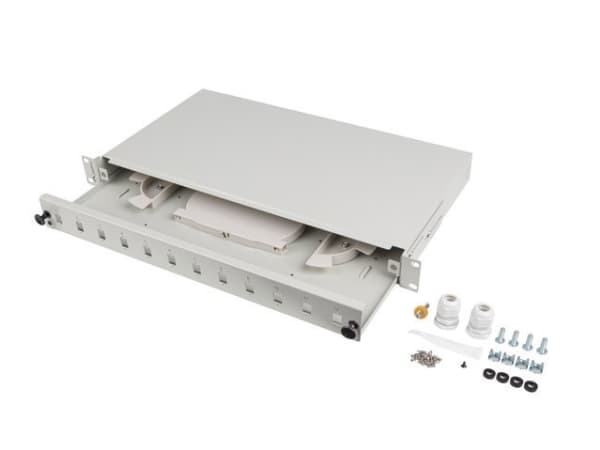 Lanberg FOP1-12SS-LDS, Patchpanel, Grå, Akrylnitrilbutadienstyren (ABS), Stål, 1U, Rektangulär, 48,3 cm (19")