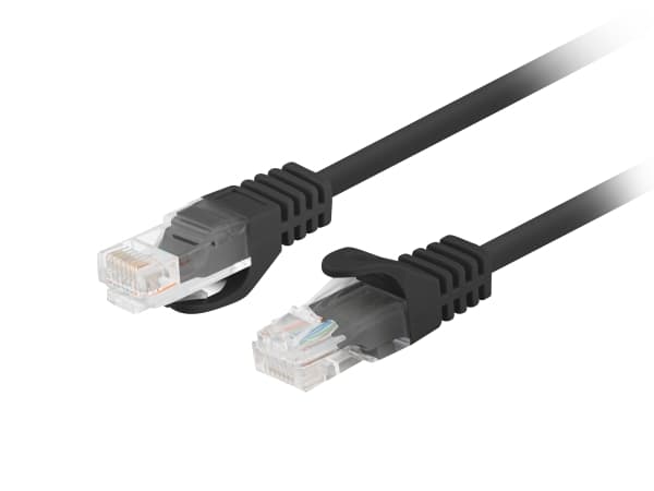 Lanberg - Koblingskabel - RJ-45 (hann) til RJ-45 (hann) - 7.5 m - 5.4 mm - U/UTP, uskjermet - CAT 6 - med støvel, uten hindringer - black RAL9004