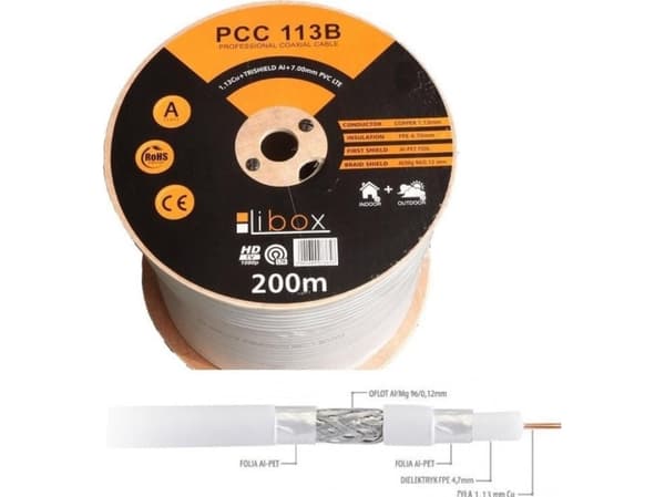 Shumee Koncentrisk kabel SAT 1.13/4.7 LIBOX reaktion vid brand Eca PCC113B /200m/