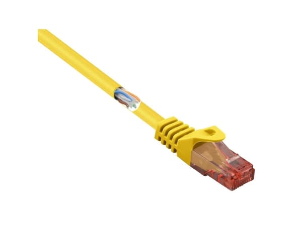Renkforce RJ45 Netværkskabel, patchkabel CAT 6 U/UTP 0.50 m Gul med låsebeskyttelse, Halogenfri 1 stk