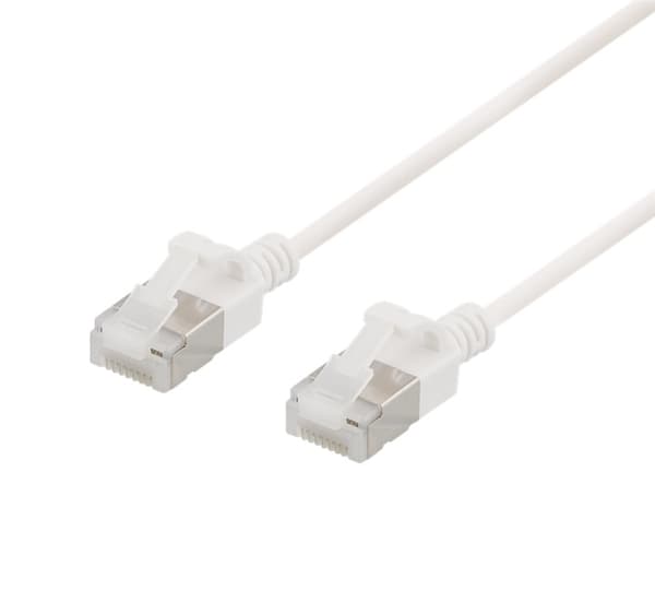 DELTACO U/FTP Cat6a patchkabel, slim, 3,8mm i diameter, 1m, vit