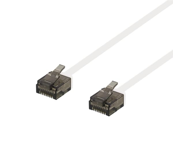 DELTACO U/UTP Cat6a laitekaapeli, litteä, 1mm paksu, 2m, valkoinen