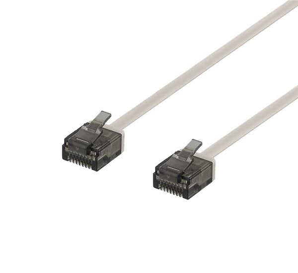 DELTACO U/UTP Cat6a patch cable, flat, 0.5m, 1mm thick, gray