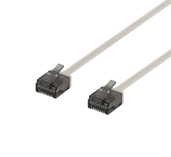 DELTACO U/UTP Cat6a patchkabel, flat, 1 mm tykk, 3 m, grå