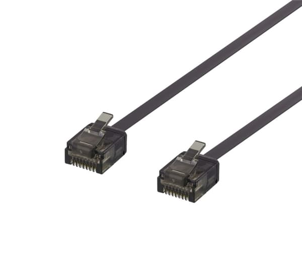 DELTACO U/UTP Cat6a laitekaapeli, litteä, 1mm paksu, 3m, musta