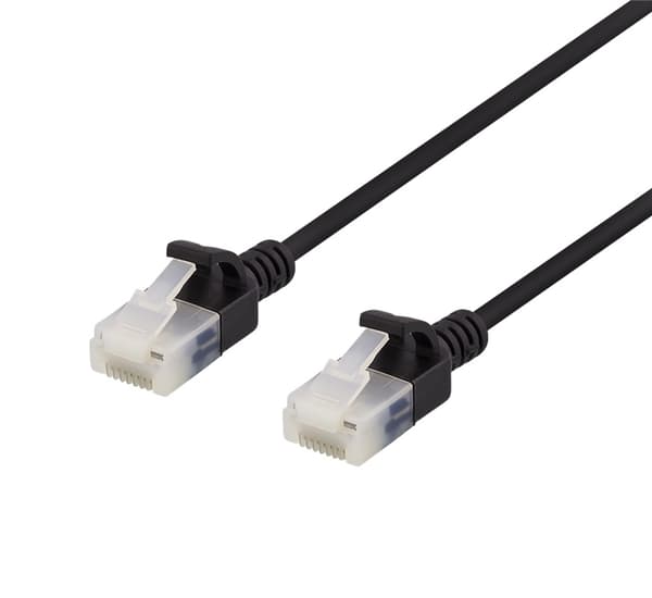 DELTACO U/UTP Cat6a patchkabel, slim, 3,5mm i diameter, 3m, svart