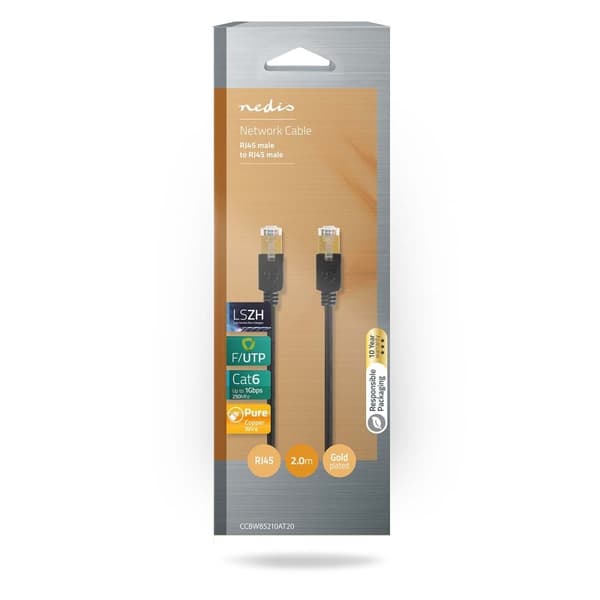 Nedis CAT6 Verkkokaapeli | RJ45 uros | RJ45 uros | F/UTP | 2.00 m | Pyöreä | LSZH / PVC | Antrasiitti | Laatikko