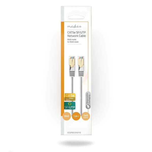 Nedis CAT5e netværkskabel | SF/UTP | RJ45 Han | RJ45 Han | 1.00 m | Runde | PVC | Grå | Konvolut