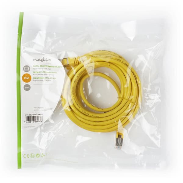 Nedis CAT5e netværkskabel | SF/UTP | RJ45 Han | RJ45 Han | 5.00 m | Runde | PVC | Gul | Plastikpose