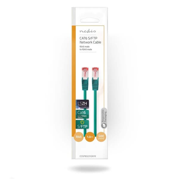 Nedis Kat 6 kabel | RJ45 Han | RJ45 Han | S/FTP | 1.00 m | Runde | LSZH | Grøn | Konvolut