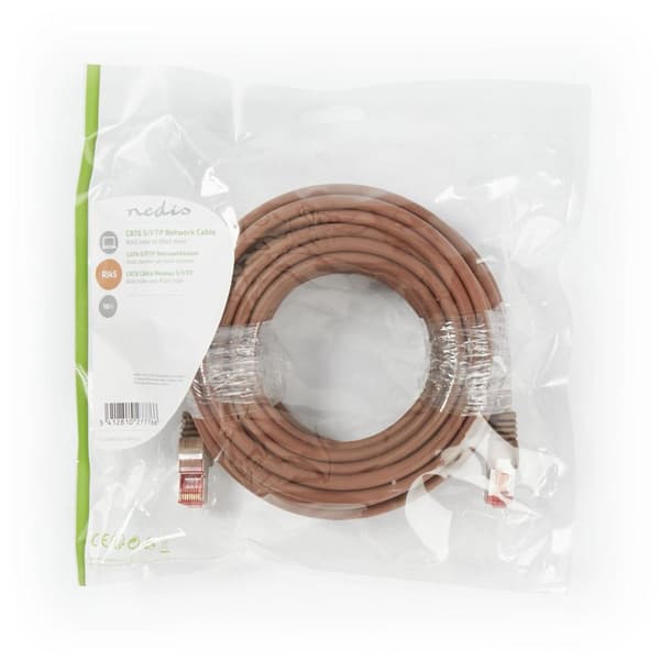 Nedis CAT6 Verkkokaapeli | RJ45 uros | RJ45 uros | S/FTP | 10.0 m | Pyöreä | LSZH | Ruskea | Muovipussi