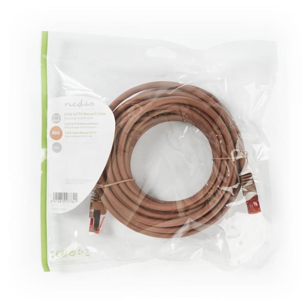 Nedis CAT6 Nätverkskabel | RJ45 hane | RJ45 hane | S/FTP | 7.50 m | Rund | LSZH | Brun | Plastpåse