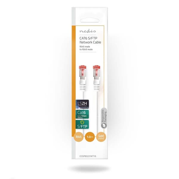 Nedis Kat 6 kabel | RJ45 Han | RJ45 Han | S/FTP | 1.00 m | Runde | LSZH | Hvid | Konvolut