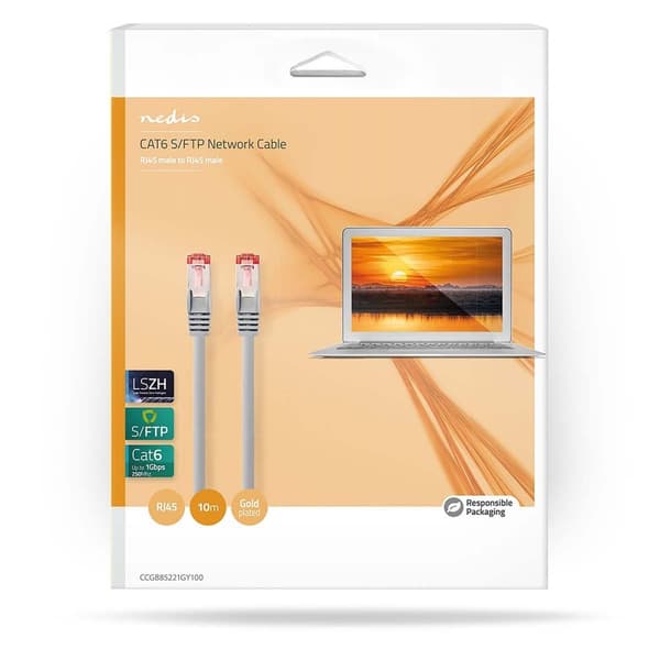 Nedis Kat 6 kabel | RJ45 Han | RJ45 Han | S/FTP | 10.0 m | Indendørs | Runde | LSZH | Grå | Box