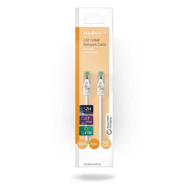 Nedis CAT7 nätverkskabel | S/FTP | RJ45 hane | RJ45 hane | 0.50 m | Snagless | Rund | LSZH | Vit | Låda