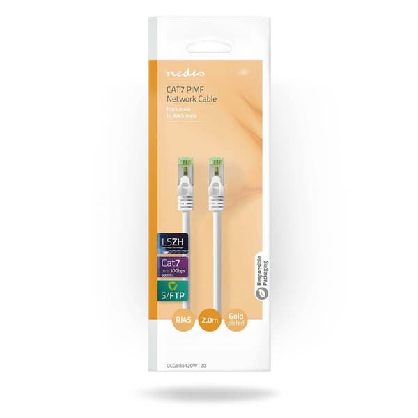 Nedis CAT7 verkkokaapeli | S/FTP | RJ45 uros | RJ45 uros | 1.00 m | Snagless | Pyöreä | LSZH | Valkoinen | Laatikko