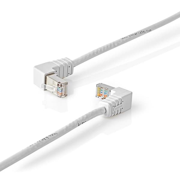 Bandridge CAT6 F/UTP-netværkskabel | RJ45-hanstik - RJ45-hanstik vinklet | 5,00 m | Hvid