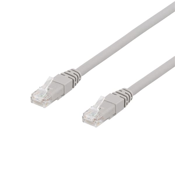 DELTACO, U/UTP, Cat6a patchkabel, LSZH, 0.5m, grå