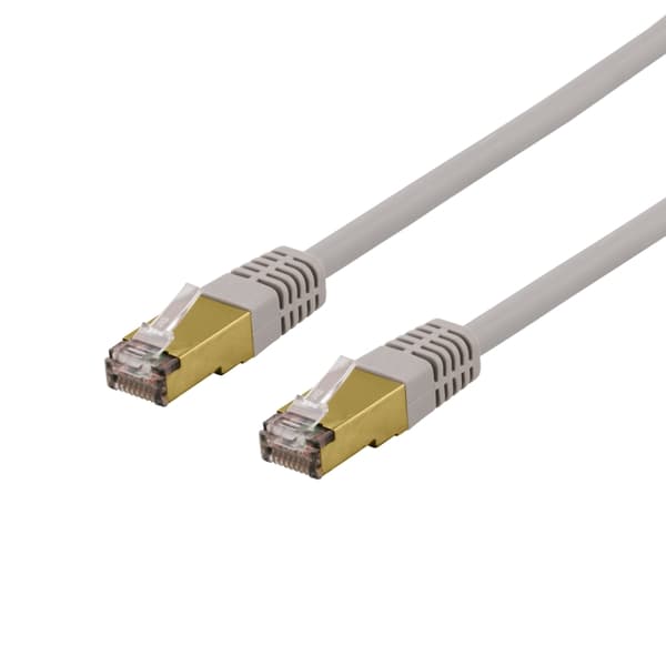 DELTACO S/FTP Cat6a laitekaapeli, Delta-sert., LSZH, 0,3m, harmaa