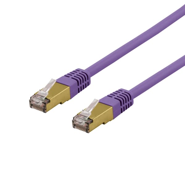 DELTACO S/FTP Cat6a patch cable, delta cert, LSZH, 1m, purple