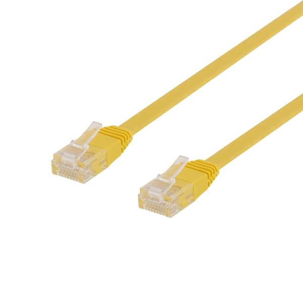 DELTACO U/UTP Cat6 laitekaapeli, litteä, 0,5m, 250MHz, keltainen