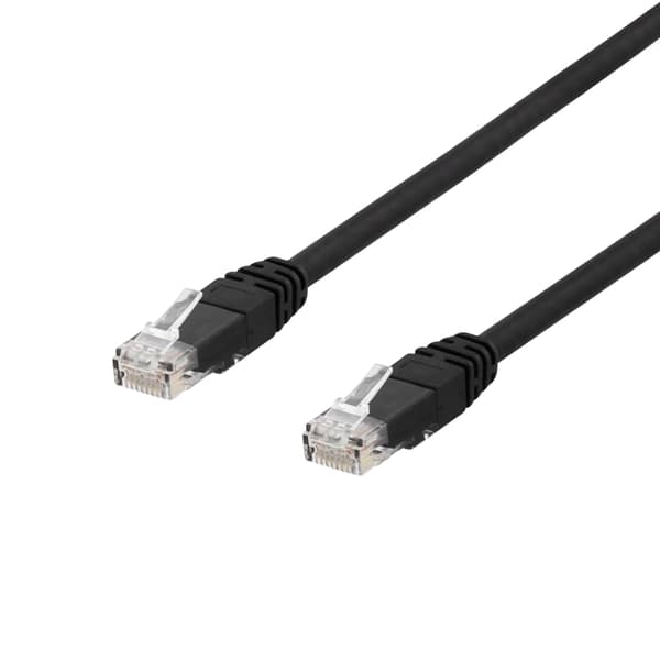 DELTACO U/UTP Cat6 laitekaapeli, 10m, 250MHz, UV-suojaus, musta