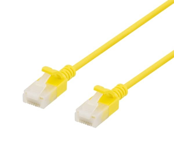 DELTACO U/UTP Cat6a laitekaapeli, ohut, läpimitta 3,5mm, 5m, keltainen