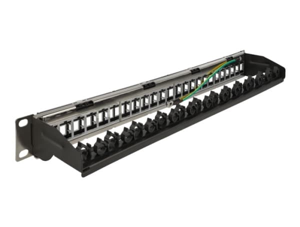 Delock - Svart dekkstein patchpanel - skapmonterbar - svart - 1U - 19" - 24 porter