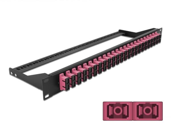 Delock - Koblingspanel - rackmonterbar - SC Duplex MM X 24 - svart, fiolett - 1U - 19"