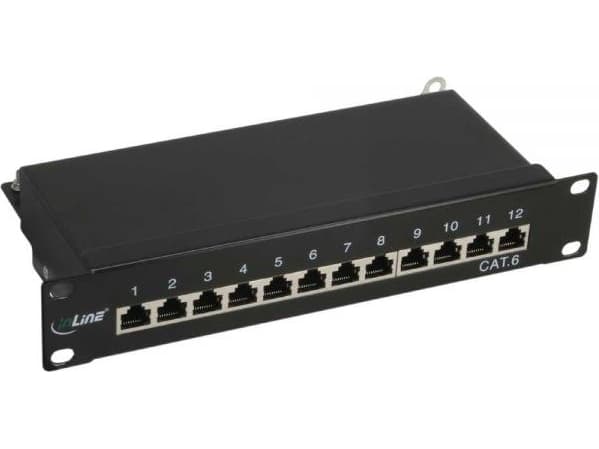 InLine 76213S, RJ-45, Cat6, Sort, Reolmontering, 1U