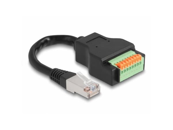 Delock - Nettverksforlengelseskabel - RJ-45 (hann) til 8-pins terminalblokk (hunn) - 15 cm - 6 mm - STP - CAT 5e - svart, grønn