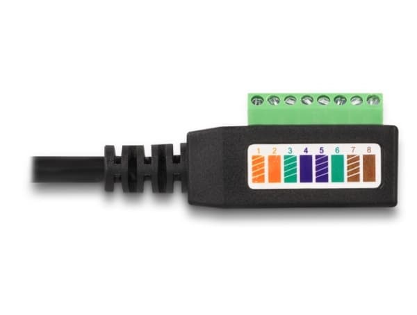 Delock - Nätverkskort - 8-stifts terminalblock (hane) till RJ-45 (hona) - 21.5 cm - UTP - CAT 5e - svart