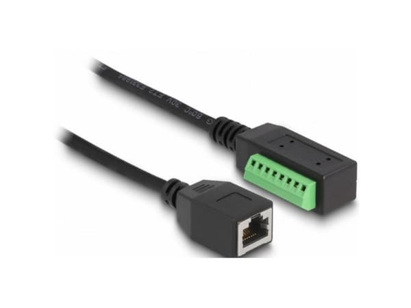 Delock - Nätverkskort - 8-stifts terminalblock (hane) till RJ-45 (hona) - 21.5 cm - UTP - CAT 5e - svart