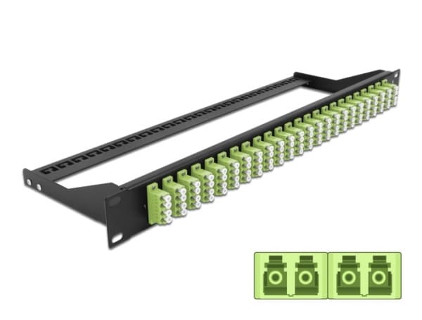 Delock - Koblingspanel - rackmonterbar - LC Quad MM x 24 - svart, limegrønn - 1U - 19"