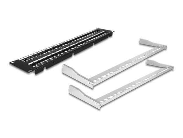 Delock - Kopplingspanel (tom) - svart - 2U - 19" - 48 portar