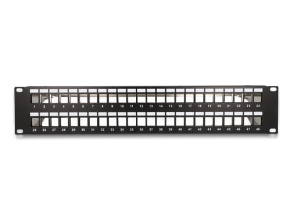 Delock - Kopplingspanel (tom) - svart - 2U - 19" - 48 portar