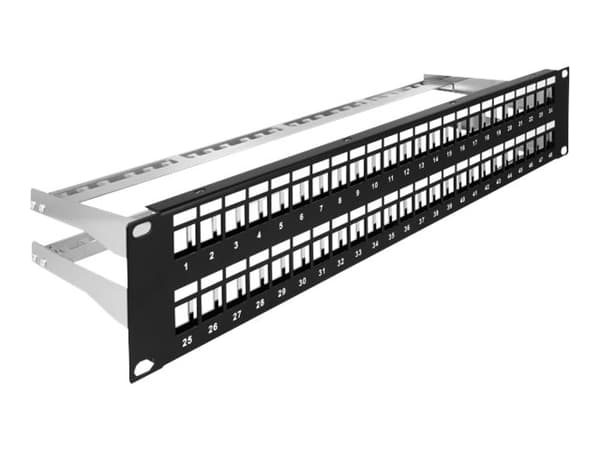 Delock - Kopplingspanel (tom) - svart - 2U - 19" - 48 portar Svart