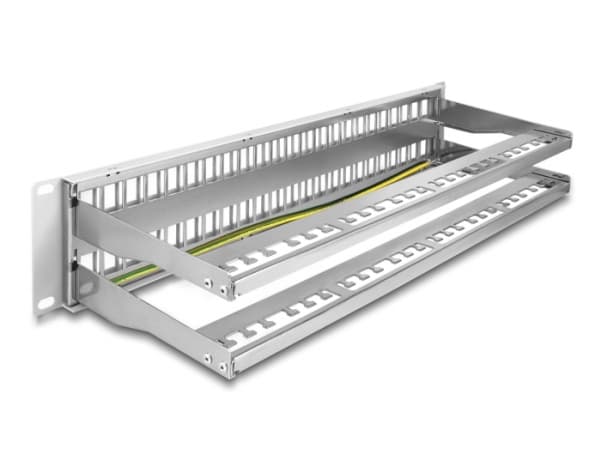 Delock - Pluggbord (blankt) - with strain reliefs - rackmonterbar - grå - 2U - 19" - 48 porter