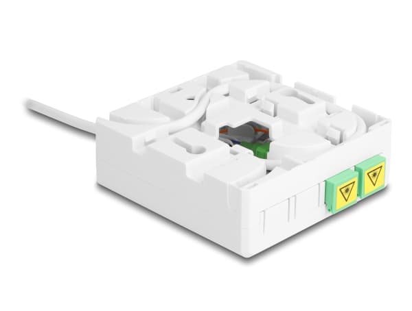 Delock - Fiberoptisk koblingsboks (horisontal / vertikal) - veggmonterbar, DIN-skinnemonterbar - innendørs, utendørs - 40 m - hvit - 4 porter