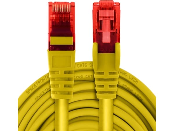 Spacetronik-kaapeli RJ45 CAT 6 U/UTP AWG24 keltainen 20m