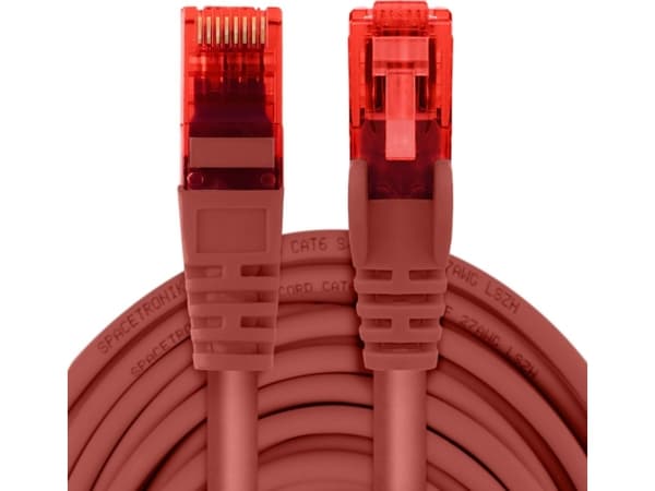 Spacetronik RJ45 CAT 6 U/UTP AWG24 kabel rød 1m